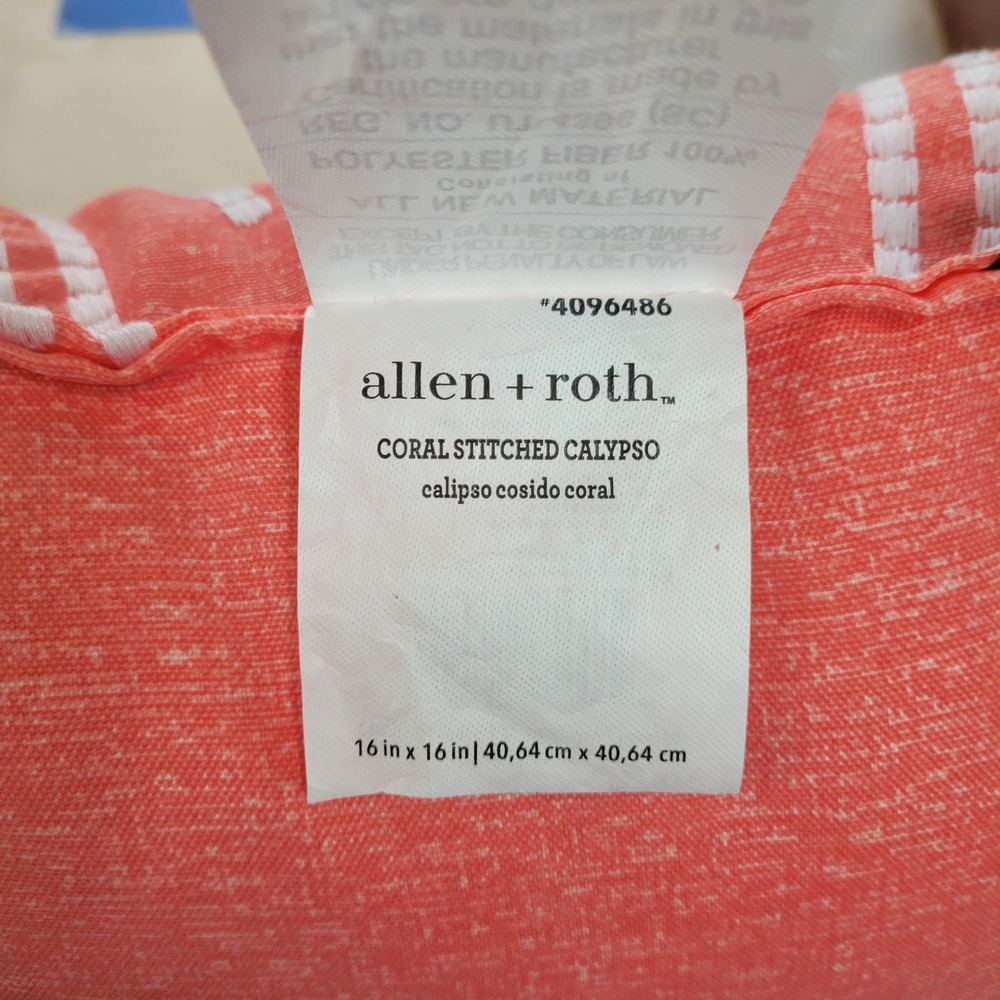 Allen + Roth Coral Stitched Calypso Decorative Throw Pillow 16x16 Geometric Pink - Picture 3 of 6